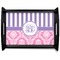 Pink & Purple Damask Black Wooden Tray - Large (Personalized)