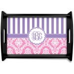 Pink & Purple Damask Wooden Tray (Personalized)