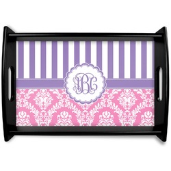 Pink & Purple Damask Wooden Tray (Personalized)