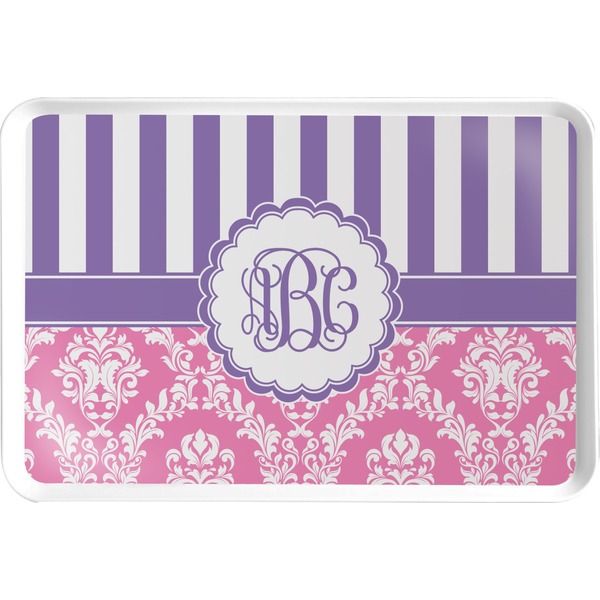 Custom Pink & Purple Damask Serving Tray (Personalized)
