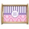 Pink & Purple Damask Natural Wooden Tray - Large (Personalized)