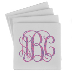 Pink & Purple Damask Absorbent Stone Coasters - Set of 4 (Personalized)
