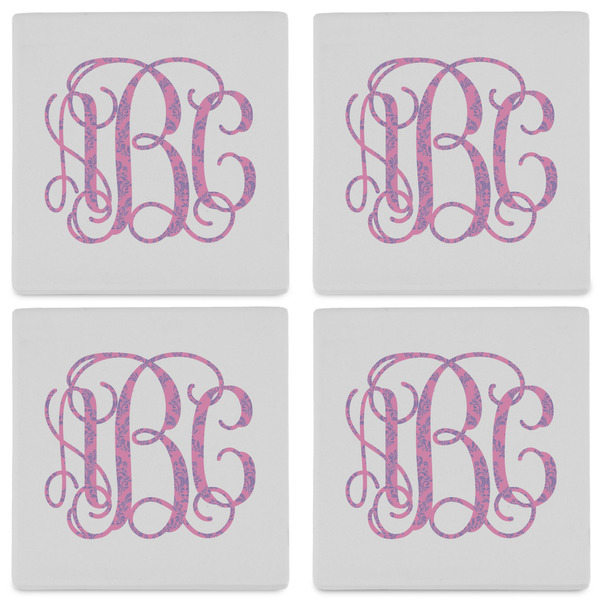 Pink & Purple Damask Set of 4 Sandstone Coasters - See All 4 View