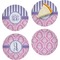 Pink & Purple Damask Set of 4 Glass Appetizer / Dessert Plate 8" (Personalized)