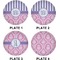 Pink & Purple Damask Set of Lunch / Dinner Plates (Approval)