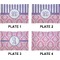 Pink & Purple Damask Set of Rectangular Appetizer / Dessert Plates (Approval)