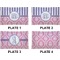 Pink & Purple Damask Set of Rectangular Dinner Plates (Approval)