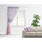 Pink & Purple Damask Sheer Curtain With Window and Rod - in Room Matching Pillow