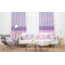 Pink & Purple Damask Sheer and Custom Curtains in Room with Matching Pillows