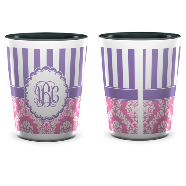 Pink & Purple Damask Shot Glass - Two Tone - APPROVAL