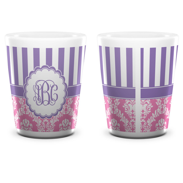 Pink & Purple Damask Shot Glass - White - APPROVAL