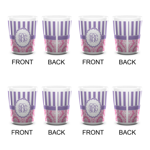 Pink & Purple Damask Shot Glass - White - Set of 4 - APPROVAL