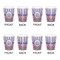 Pink & Purple Damask Shot Glass - White - Set of 4 - APPROVAL