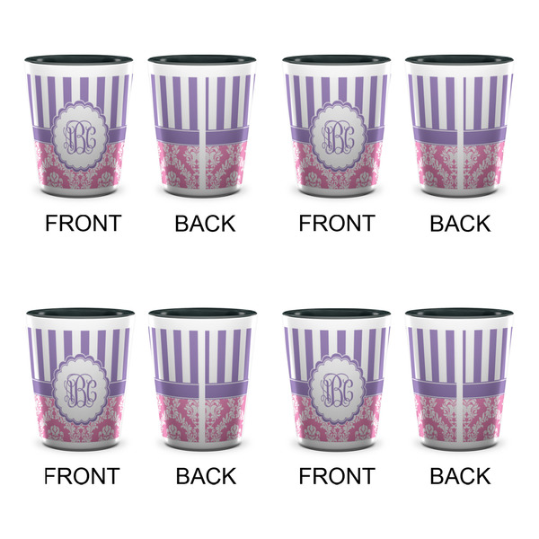 Pink & Purple Damask Shot Glassess - Two Tone - Set of 4 - APPROVAL