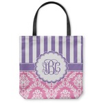 Pink & Purple Damask Canvas Tote Bag - Small - 13"x13" (Personalized)