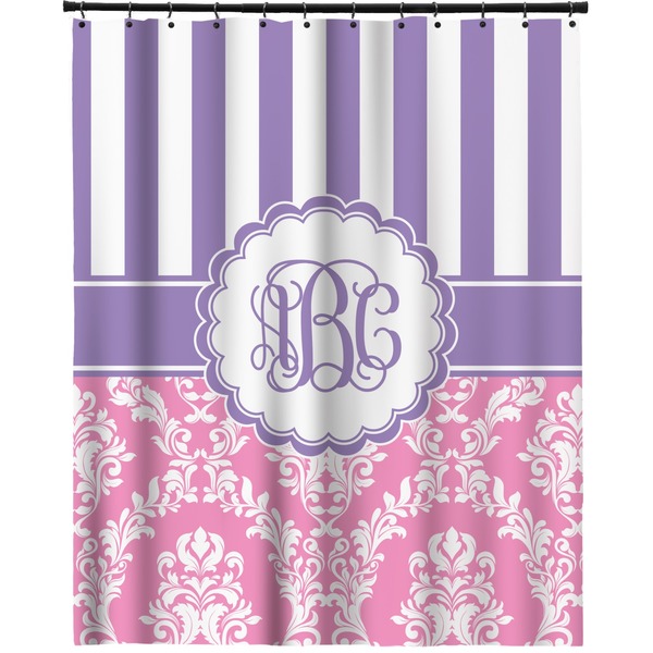 Custom Pink & Purple Damask Extra Long Shower Curtain - 70"x84" (Personalized)