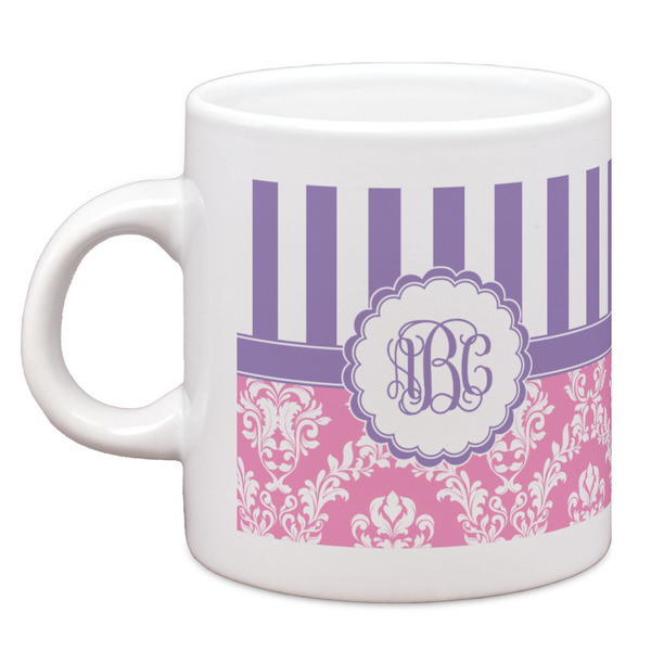 Custom Pink & Purple Damask Espresso Cup (Personalized)