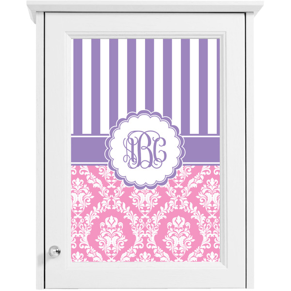 Pink & Purple Damask Single White Cabinet Decal