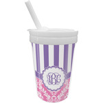Pink & Purple Damask Sippy Cup with Straw (Personalized)