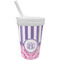 Pink & Purple Damask Sippy Cup with Straw (Personalized)