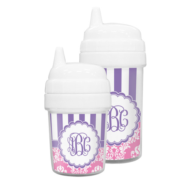 Pink & Purple Damask Sippy Cups