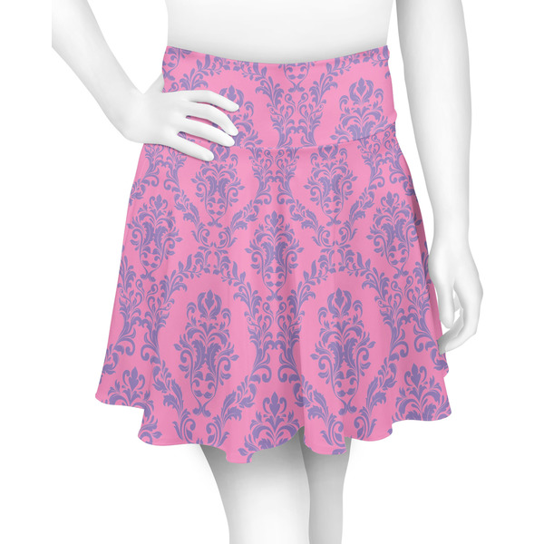 Custom Pink & Purple Damask Skater Skirt - X Large