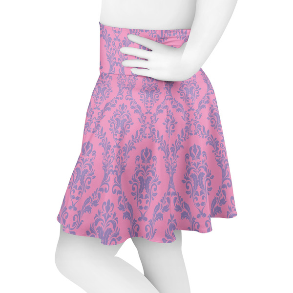 Pink & Purple Damask Skater Skirt - Side