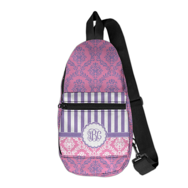 Custom Pink & Purple Damask Sling Bag (Personalized)