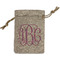 Pink & Purple Damask Small Burlap Gift Bag - Front
