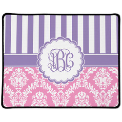 Pink & Purple Damask Large Gaming Mouse Pad - 12.5" x 10" (Personalized)