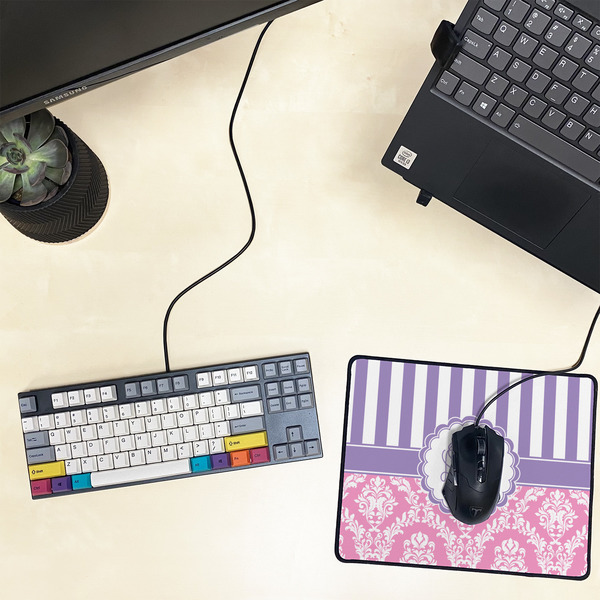 Pink & Purple Damask Small Gaming Mats - LIFESTYLE