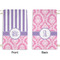 Pink & Purple Damask Small Laundry Bag - Front & Back View