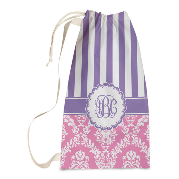 Custom Pink & Purple Damask Laundry Bags - Small (Personalized)