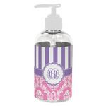 Pink & Purple Damask Plastic Soap / Lotion Dispenser (8 oz - Small - White) (Personalized)