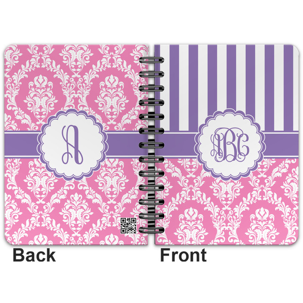 Pink & Purple Damask Spiral Journal 5 x 7 - Apvl