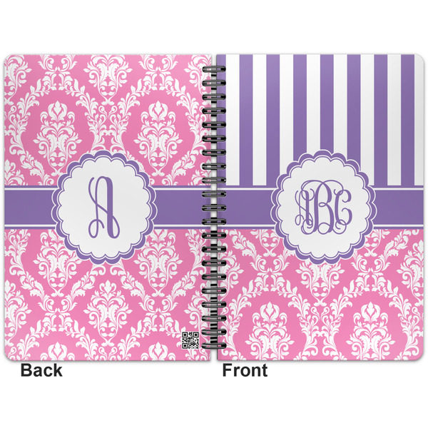 Pink & Purple Damask Spiral Journal 7 x 10 - Apvl