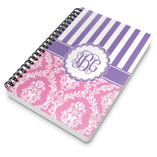 Pink & Purple Damask Spiral Journal 7 x 10 - Main