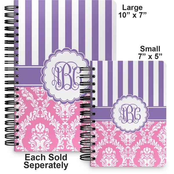 Pink & Purple Damask Spiral Journal - Comparison