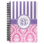 Pink & Purple Damask Spiral Notebook - 7x10 w/ Monogram