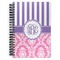 Pink & Purple Damask Spiral Journal Large - Front View