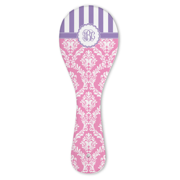 Custom Pink & Purple Damask Ceramic Spoon Rest (Personalized)