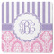 Pink & Purple Damask Square Rubber Backed Coaster (Personalized)