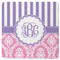 Pink & Purple Damask Square Rubber Backed Coaster (Personalized)