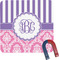 Pink & Purple Damask Square Fridge Magnet (Personalized)
