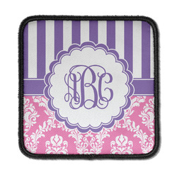Pink & Purple Damask Iron On Square Patch w/ Monogram