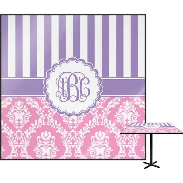 Custom Pink & Purple Damask Square Table Top - 30" (Personalized)
