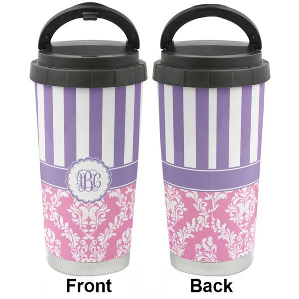 Pink & Purple Damask Stainless Steel Travel Cup - Apvl
