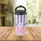 Pink & Purple Damask Stainless Steel Travel Cup Lifestyle