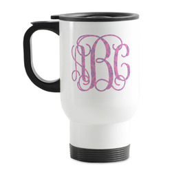 Pink & Purple Damask Stainless Steel Travel Mug with Handle