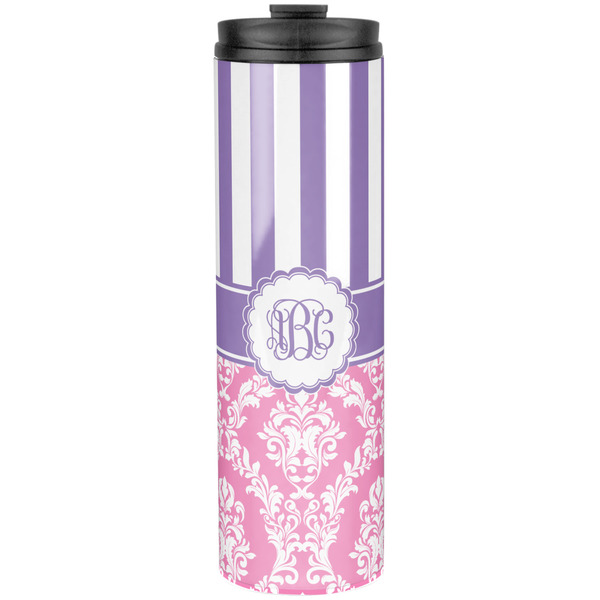 Pink & Purple Damask Stainless Steel Tumbler 20 Oz - Front